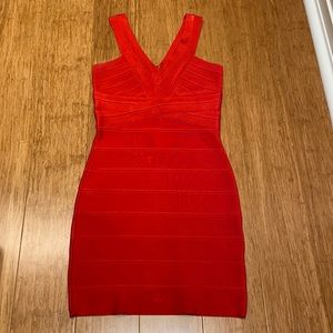 Bright red bandage dress